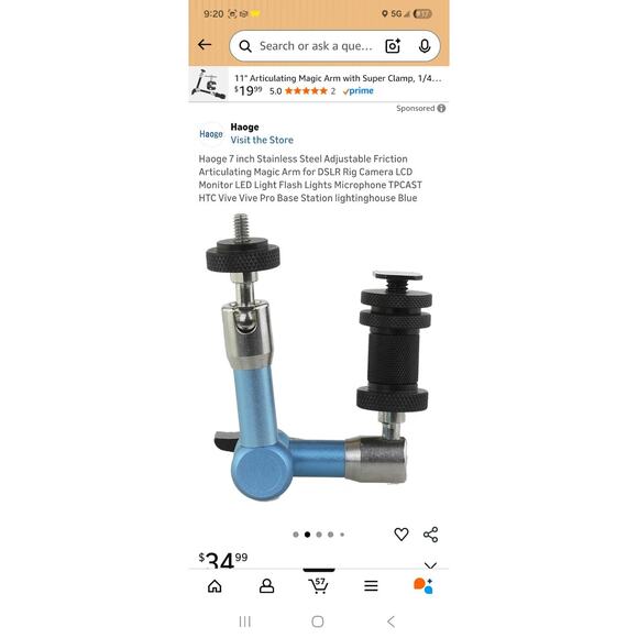 7 inch Stainless Steel Adjustable Friction Articulating Magic Arm, DSLR Rig Cam - Picture 2 of 7